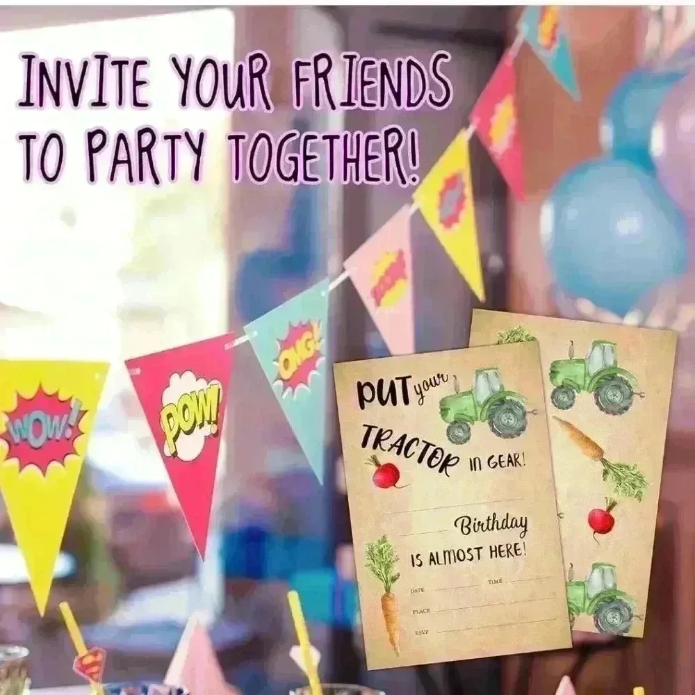 Tractor‎ birthday invitations
